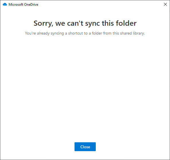 Teams and SharePoint Sync Error "Sorry, we can't sync this folder